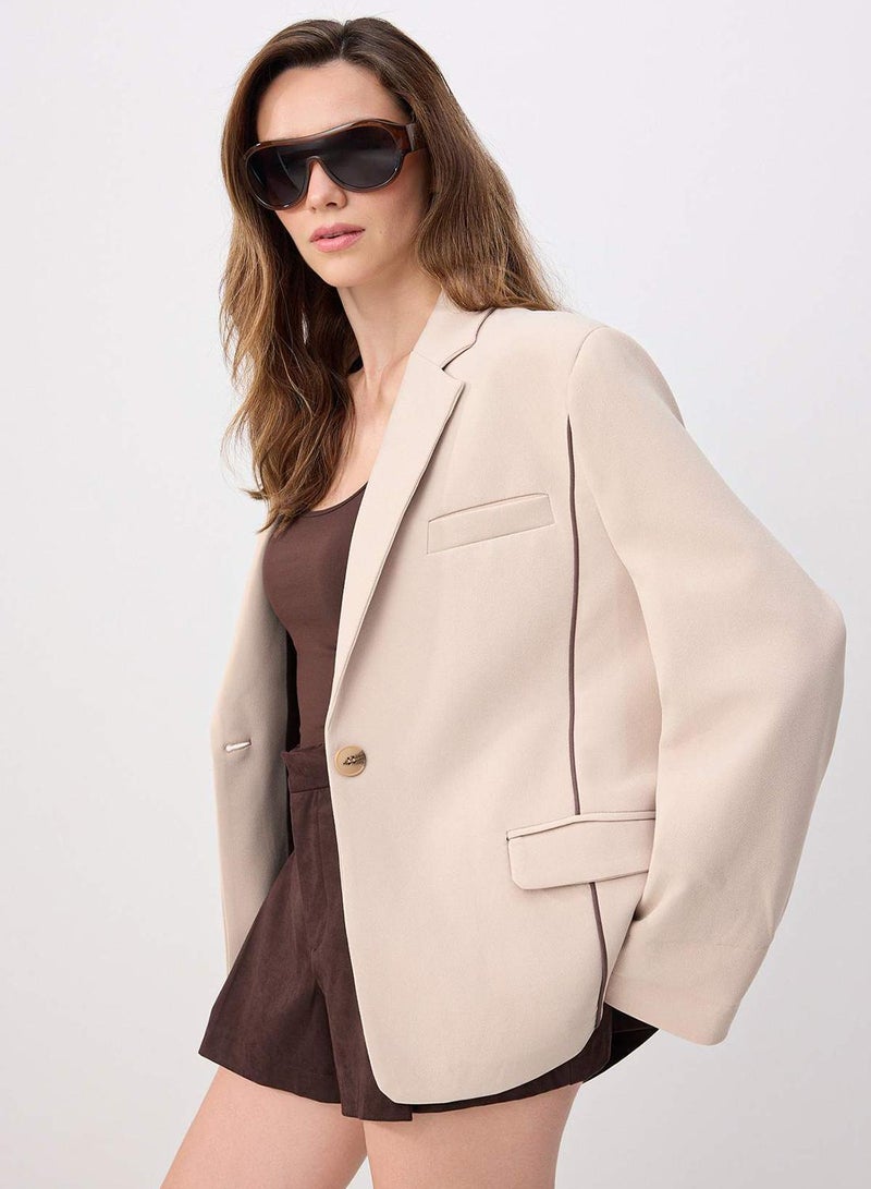 trendyol Stone Extra Oversize Ribbed Blazer Jacket - Image 2