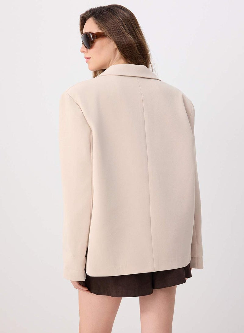 trendyol Stone Extra Oversize Ribbed Blazer Jacket - Image 4
