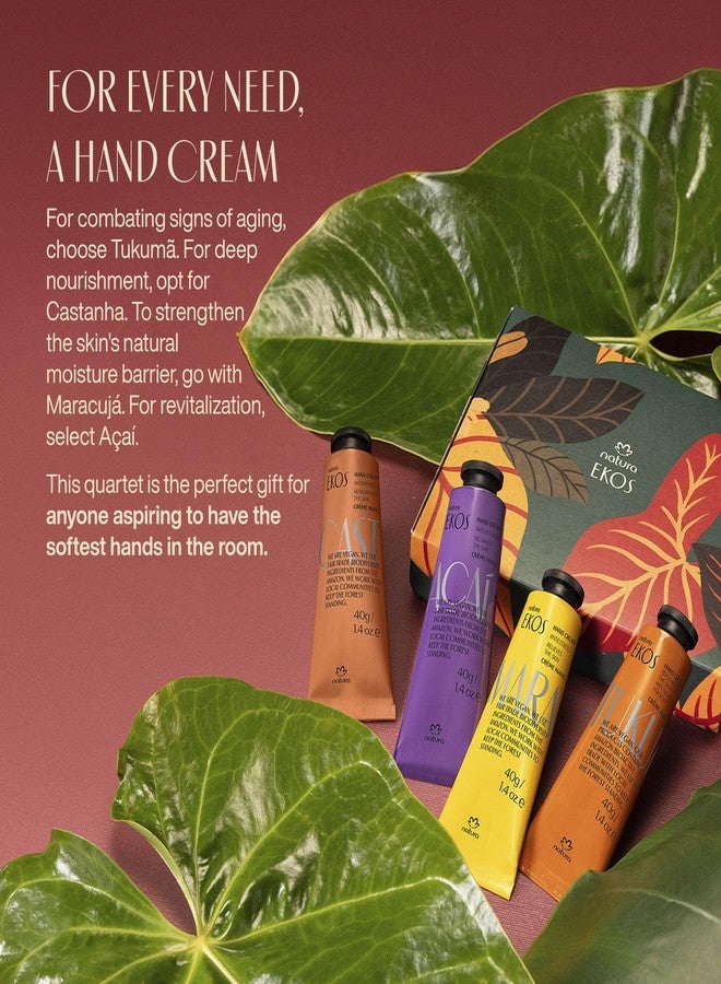 natura - Ekos Hand Cream Quartet Variety Pack, 4 Creams - (1) Maracujá, (1) Castanha, (1) Tukumã, (1) Açaí Hand Cream - Vegan Skin Care - Brazilian Beauty Secrets - Hand Care - 1.41oz (40g) - Image 2