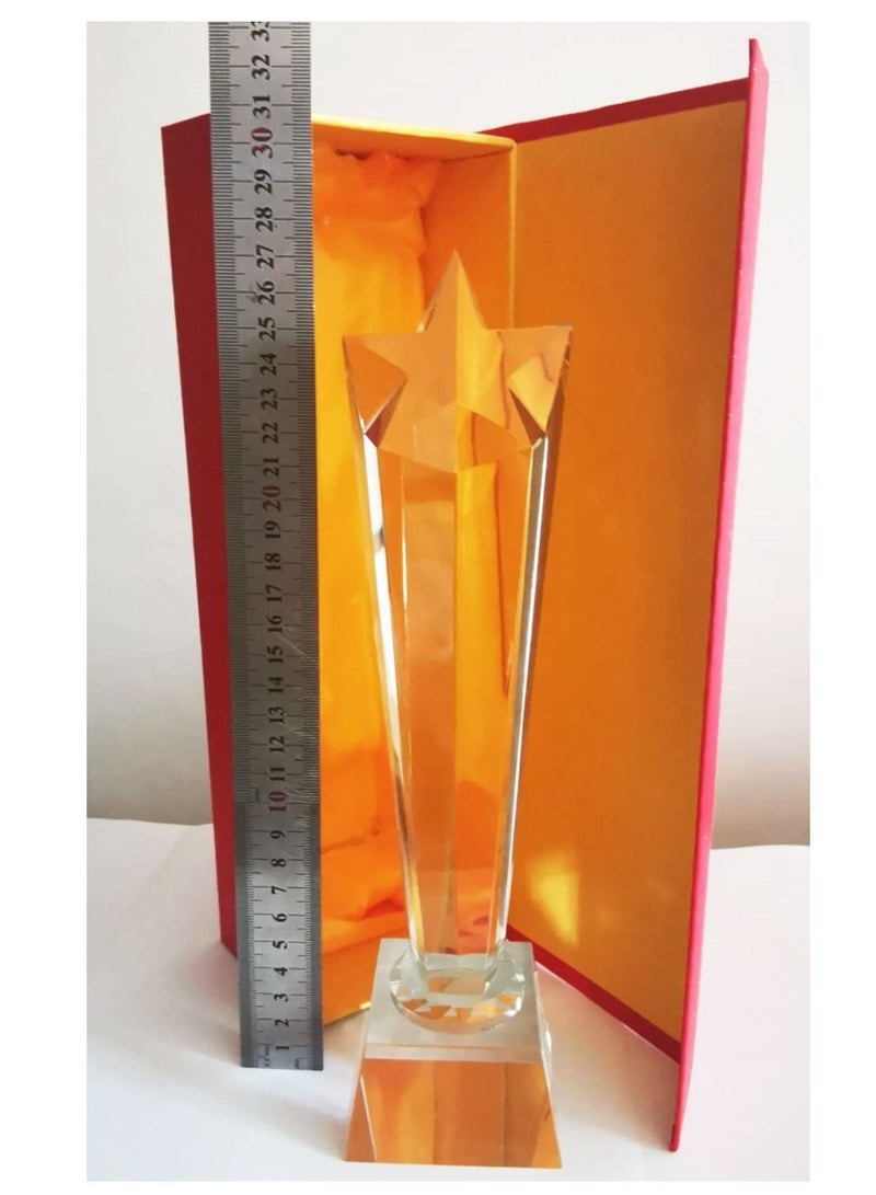 giftex Crystal Trophy Award with Star Design on Top - Image 3