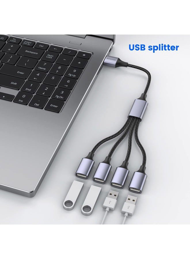 MOGOOD موزع USB، محول إلكتروني 4 منافذ USB 2.0، محور USB متعدد المآخذ لنقل البيانات وشحن الطاقة، متوافق مع لوحة المفاتيح، الكمبيوتر المكتبي، التلفزيون، الكمبيوتر المحمول، الطابعة، السيارة، قرص USB، والتلفاز - Image 3