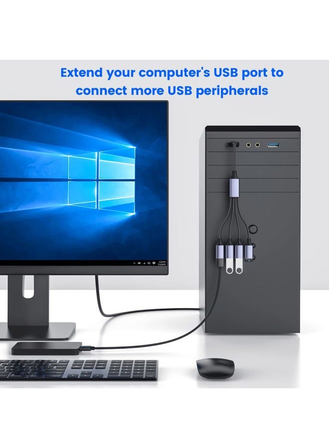 MOGOOD موزع USB، محول إلكتروني 4 منافذ USB 2.0، محور USB متعدد المآخذ لنقل البيانات وشحن الطاقة، متوافق مع لوحة المفاتيح، الكمبيوتر المكتبي، التلفزيون، الكمبيوتر المحمول، الطابعة، السيارة، قرص USB، والتلفاز - Image 4