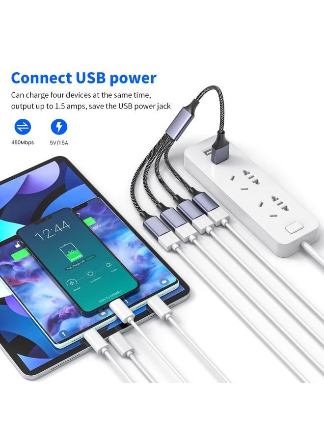 MOGOOD موزع USB، محول إلكتروني 4 منافذ USB 2.0، محور USB متعدد المآخذ لنقل البيانات وشحن الطاقة، متوافق مع لوحة المفاتيح، الكمبيوتر المكتبي، التلفزيون، الكمبيوتر المحمول، الطابعة، السيارة، قرص USB، والتلفاز - Image 5