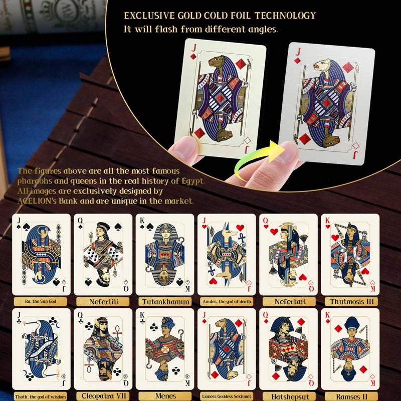 WJPC Gold Cold Foil Golden Edge Playing Cards,Flower-Cut Playing Cards,Historical Elements of Ancient Egypt, Deck of Cards ï¼ŒGame and Party Gift Poker Cards (Egypt) - Image 5