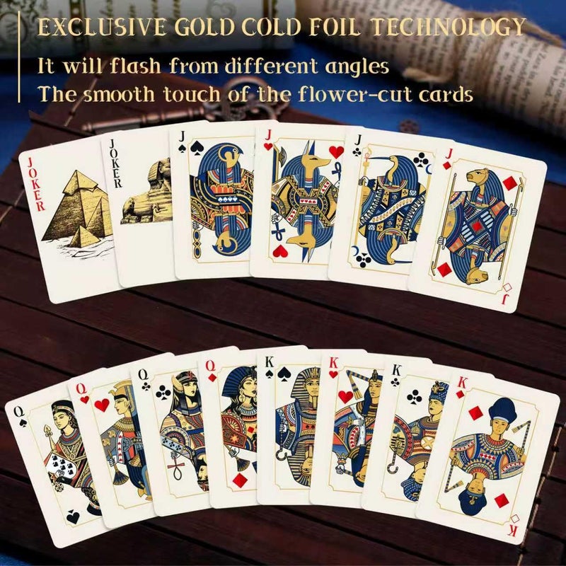 WJPC Gold Cold Foil Golden Edge Playing Cards,Flower-Cut Playing Cards,Historical Elements of Ancient Egypt, Deck of Cards ï¼ŒGame and Party Gift Poker Cards (Egypt) - Image 3