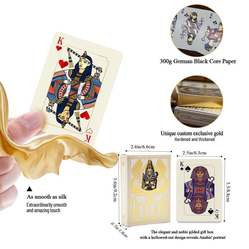 WJPC Gold Cold Foil Golden Edge Playing Cards,Flower-Cut Playing Cards,Historical Elements of Ancient Egypt, Deck of Cards ï¼ŒGame and Party Gift Poker Cards (Egypt) - Image 2