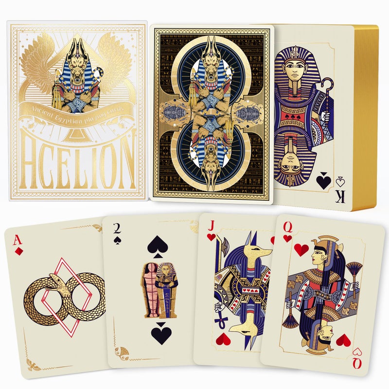 WJPC Gold Cold Foil Golden Edge Playing Cards,Flower-Cut Playing Cards,Historical Elements of Ancient Egypt, Deck of Cards ï¼ŒGame and Party Gift Poker Cards (Egypt) - Image 1