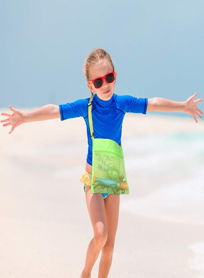 Tuparka 4 Pcs Colorful Mesh Beach Bags - Sea Shell Bags with Adjustable Carrying Straps for Kids - Image 5