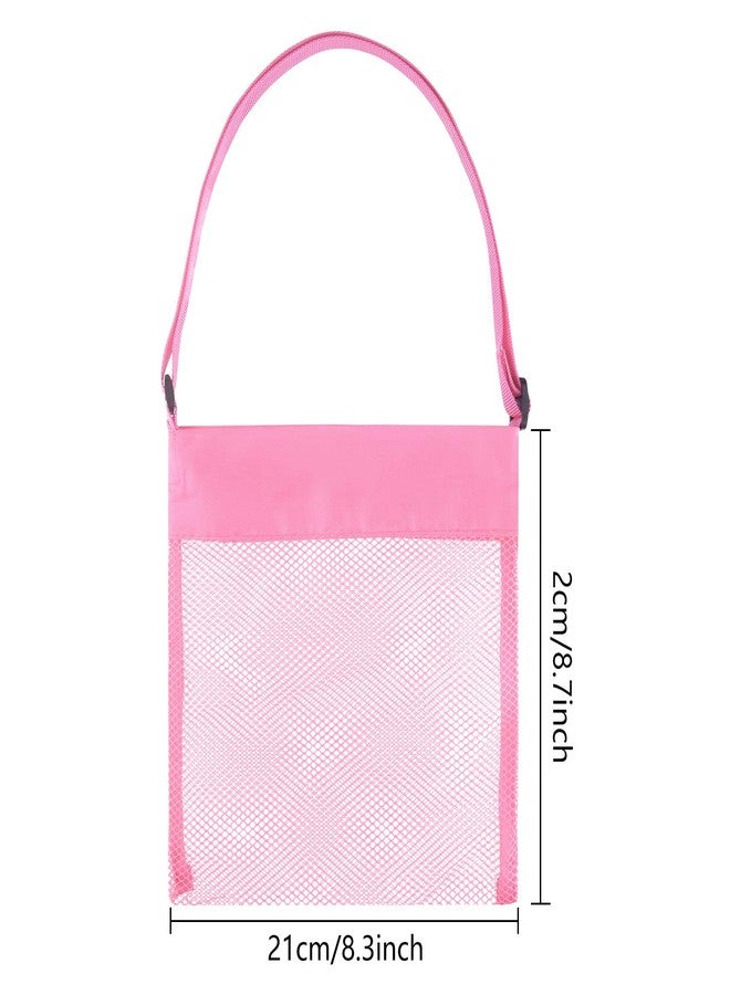 Tuparka 4 Pcs Colorful Mesh Beach Bags - Sea Shell Bags with Adjustable Carrying Straps for Kids - Image 2