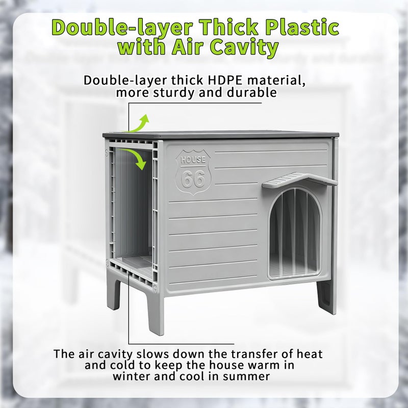 Deblue Dog House Outdoor Weatherpoof Plastic Large Dogs Houses Indoor Waterproof Stray/Pet Dog Shelter Outside for Large and Medium Dogs - Image 3