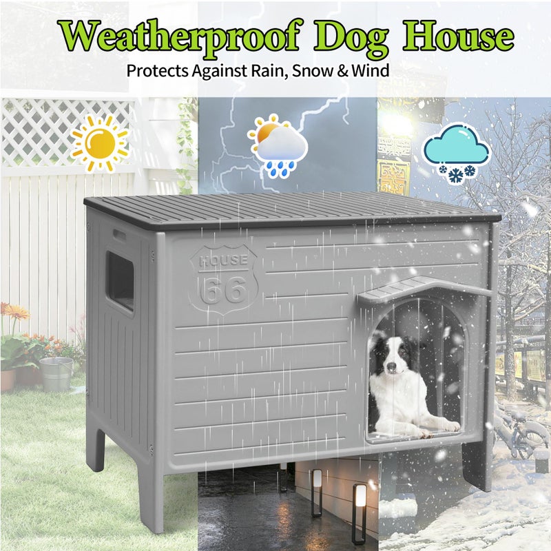 Deblue Dog House Outdoor Weatherpoof Plastic Large Dogs Houses Indoor Waterproof Stray/Pet Dog Shelter Outside for Large and Medium Dogs - Image 5