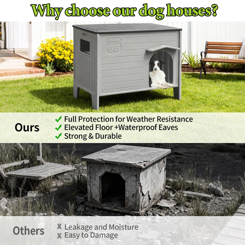 Deblue Dog House Outdoor Weatherpoof Plastic Large Dogs Houses Indoor Waterproof Stray/Pet Dog Shelter Outside for Large and Medium Dogs - Image 2