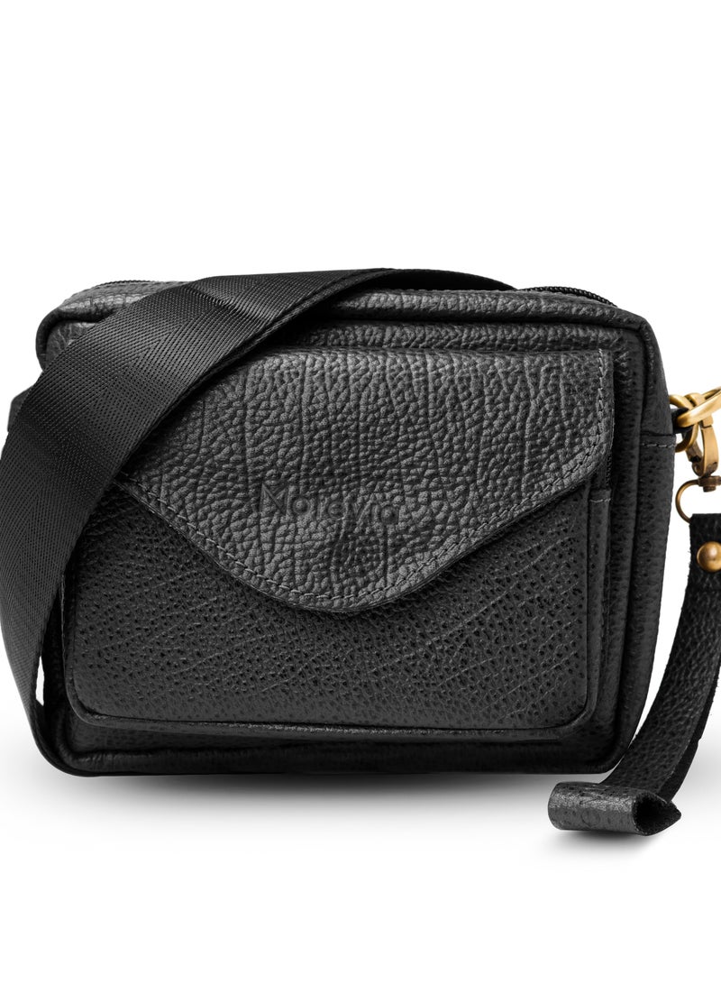 موتيفيا حقيبة يد و حقيبة كروس رجالي جلد طبيعي 2*1 حقيبة كتف للرجال شنطة كروس رجالي مع حزام للكتف و سوار للحمل في المعصم - Image 1