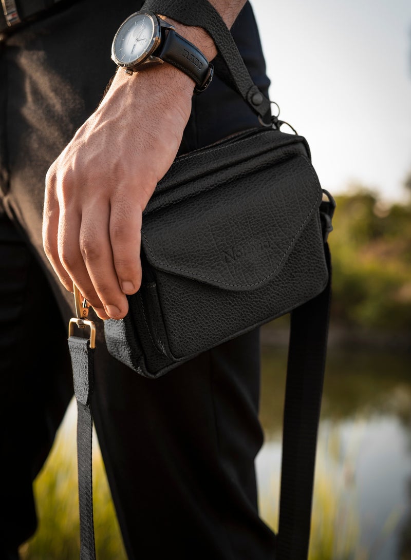موتيفيا حقيبة يد و حقيبة كروس رجالي جلد طبيعي 2*1 حقيبة كتف للرجال شنطة كروس رجالي مع حزام للكتف و سوار للحمل في المعصم - Image 3
