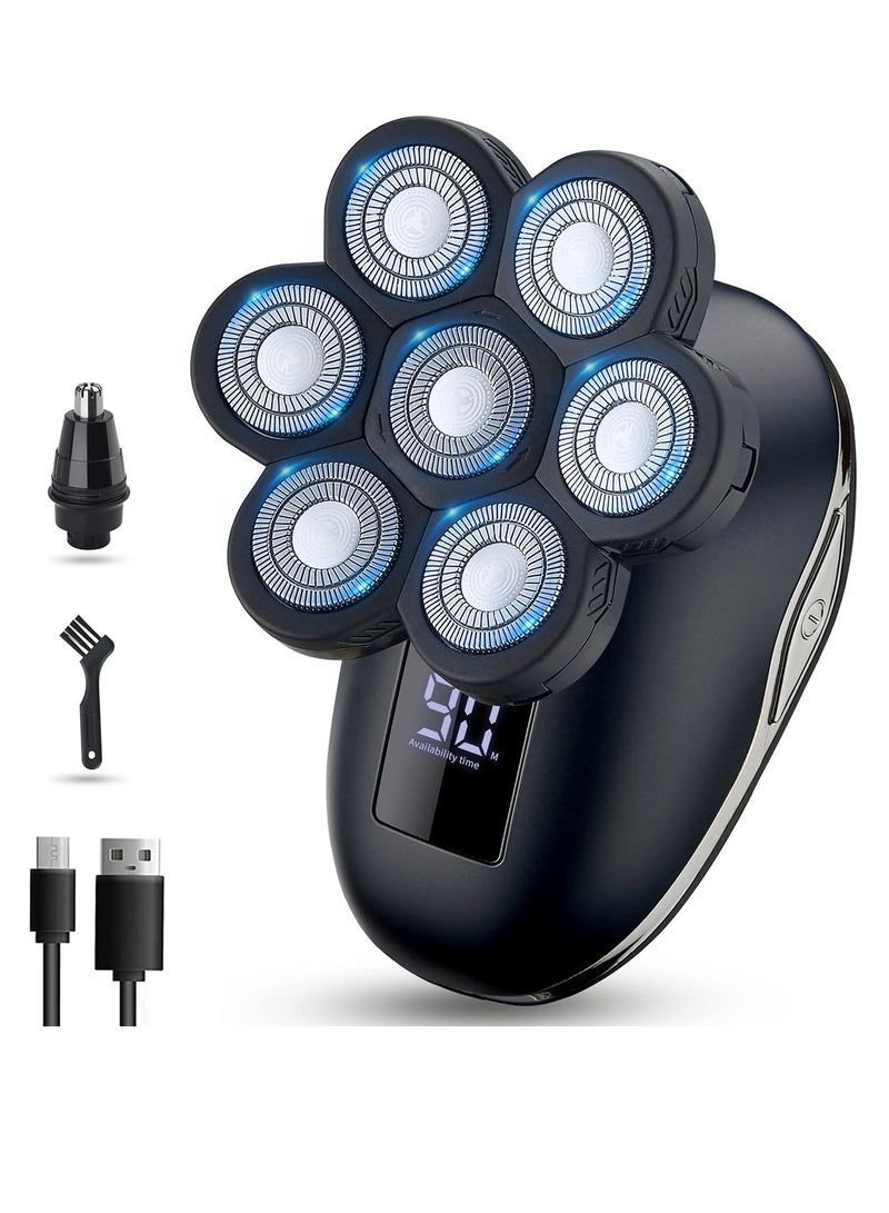 Electric Head Shavers for Bald Men, Upgraded 7 Floating Heads,Head Razors with NoseEar Trimmer,Bald Head Shavers for Men, LED Display, 90 Mins Run time, Travle Lock - Image 1