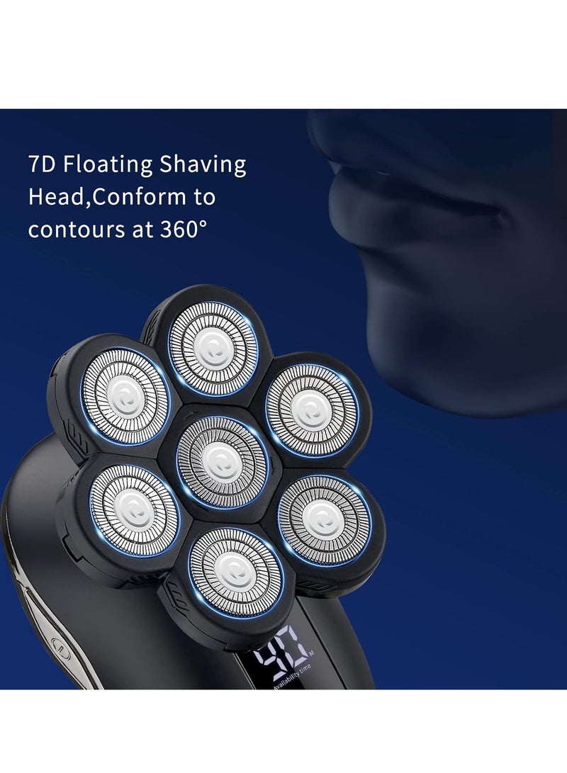 Electric Head Shavers for Bald Men, Upgraded 7 Floating Heads,Head Razors with NoseEar Trimmer,Bald Head Shavers for Men, LED Display, 90 Mins Run time, Travle Lock - Image 2