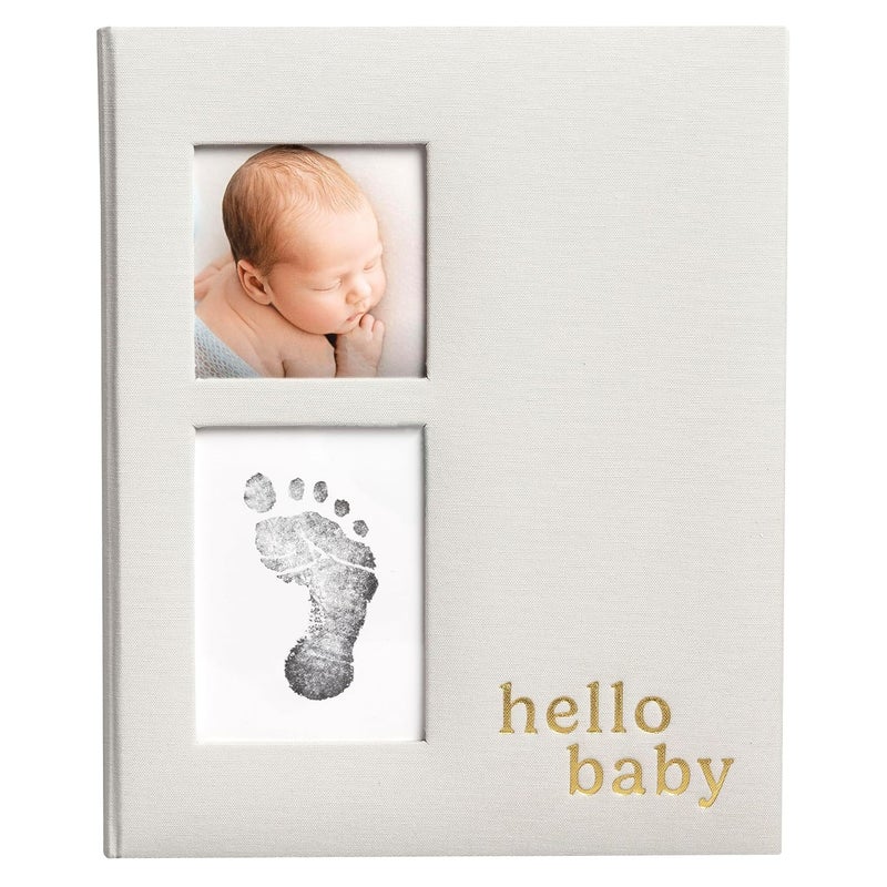 pearhead Linen Memory Book for Baby Boy or Girl, First 5 Year Baby Book, Monthly Milsetone Scrapbook and Photo Album, My Baby Book - Image 1