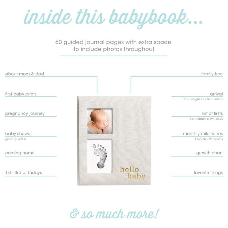 pearhead Linen Memory Book for Baby Boy or Girl, First 5 Year Baby Book, Monthly Milsetone Scrapbook and Photo Album, My Baby Book - Image 3
