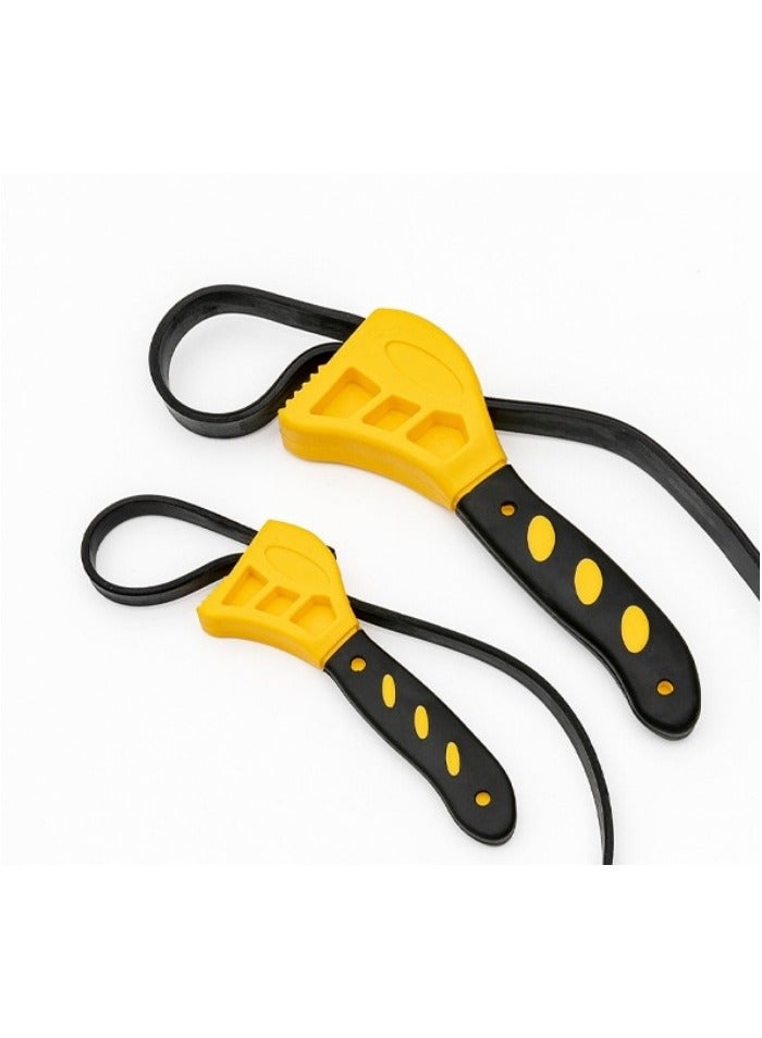 Adjustable Strap Wrench Set - Non-Slip Rubber Belt for Pipe Maintenance/Oil Filter/Jar Opening, Ideal for Weak Grip - Image 1