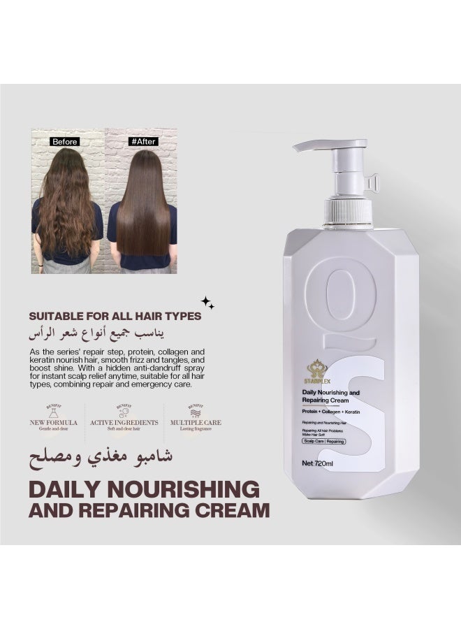 STARPLEX Daily Nourishing and Repairing Cream 720ml with Protein, Collagen & Keratin Repairs & Nourishes All Hair Types / Scalp Care + Free Daily Nourishing Spray - Image 2