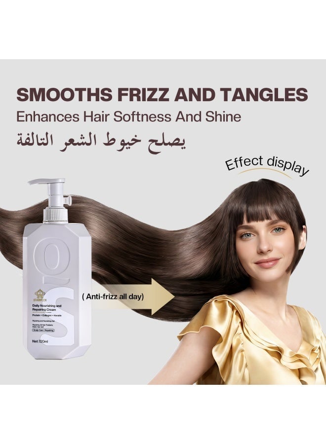 STARPLEX Daily Nourishing and Repairing Cream 720ml with Protein, Collagen & Keratin Repairs & Nourishes All Hair Types / Scalp Care + Free Daily Nourishing Spray - Image 1
