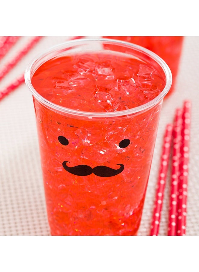Restaurantware Visage 16 Ounce Cold Drink Cups, 1000 Disposable Party Drinking Cups - Lids Sold Separately, Monsieur Mustache Design, Clear PET Plastic Cups, For Birthday Parties, Or Ceremonies  - Image 3