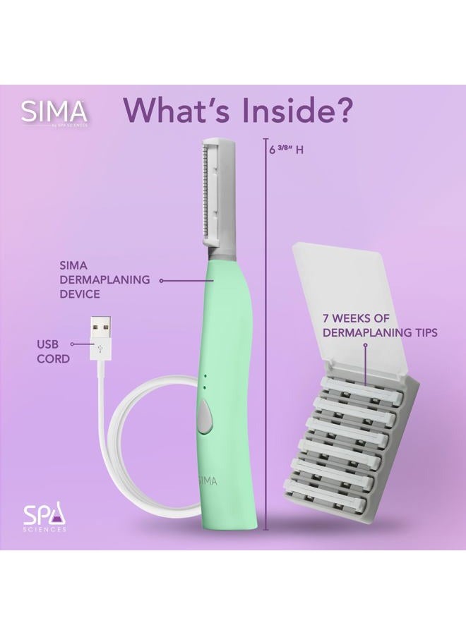 SPA SCIENCES SIMA Patented Dermaplane Razor for Women Face – Painless 2-in-1 Facial Exfoliation & Peach Fuzz Hair Removal – Anti-Aging – 3 Speeds – Rechargeable – 7 Weeks Treatment - Image 4