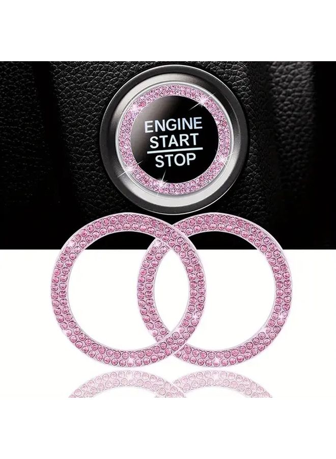 Variant Color Crystal Rhinestone Car Ignition Switch Ring Stickers 2 Pack Easy Install Bling Accessories - Image 1