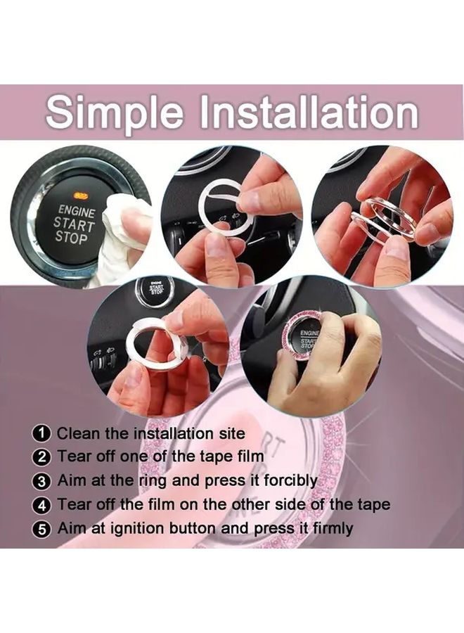 Variant Color Crystal Rhinestone Car Ignition Switch Ring Stickers 2 Pack Easy Install Bling Accessories - Image 4
