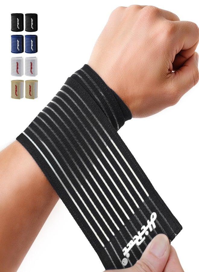 HiRui 2-Pack High-Elastic Wrist Support Straps Wrist Compression Bandage - Wrist Wraps Wristbands for Carpal Tunnel Arthritis Tendonitis Weightlifting Tennis Basketball - Breathable Soft (Black) - Image 1