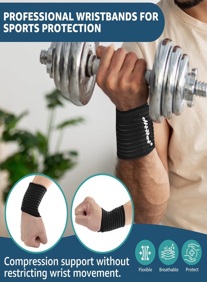 HiRui 2-Pack High-Elastic Wrist Support Straps Wrist Compression Bandage - Wrist Wraps Wristbands for Carpal Tunnel Arthritis Tendonitis Weightlifting Tennis Basketball - Breathable Soft (Black) - Image 2