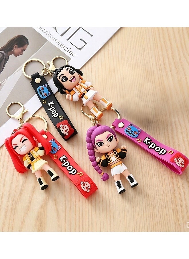 3PCS Kpop Demon Hunters 3D Silicone Character Keychains, Cute Cartoon Collectible Mini Figure Key Rings Bag Pendant for Fans Kids Birthday Gift Party Favors - Image 5