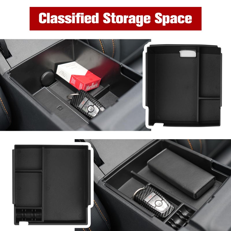 LitMiRaCle Center Console Organizer Tray Ford Bronco Tray Compatible For Ford Bronco 2021-2024 2/4 Doors (Not for Sport & 2025) Accessories, Center Armrest Storage Box Upper and Lower, 2PCS - Image 3