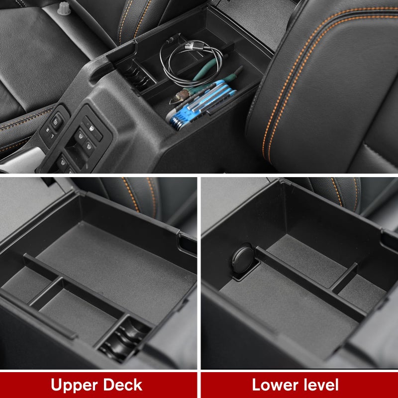 LitMiRaCle Center Console Organizer Tray Ford Bronco Tray Compatible For Ford Bronco 2021-2024 2/4 Doors (Not for Sport & 2025) Accessories, Center Armrest Storage Box Upper and Lower, 2PCS - Image 2
