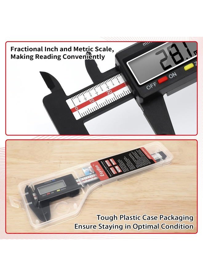 Esydon Digital Caliper Upgraded 6" Caliper, Measuring Tool, Electronic Ruler, with Large LCD Display, Auto Shut Down, Conversion of "Emm", Plastic CX, Perfect for Use - Image 5