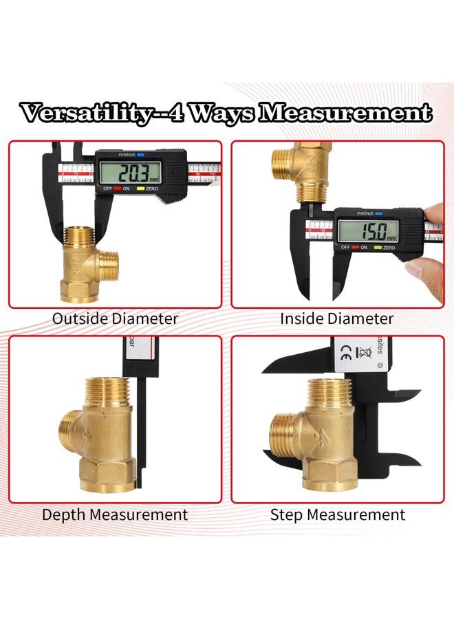 Esydon Digital Caliper Upgraded 6" Caliper, Measuring Tool, Electronic Ruler, with Large LCD Display, Auto Shut Down, Conversion of "Emm", Plastic CX, Perfect for Use - Image 4