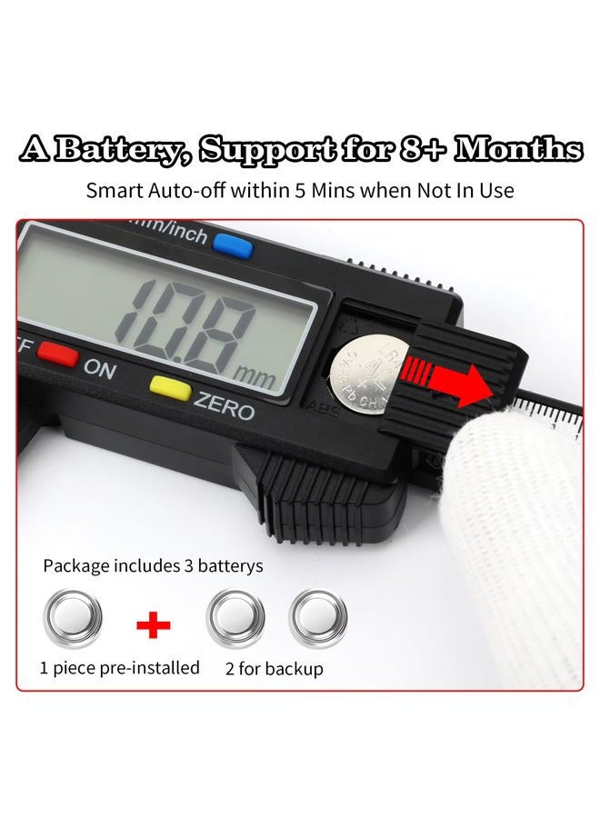 Esydon Digital Caliper Upgraded 6" Caliper, Measuring Tool, Electronic Ruler, with Large LCD Display, Auto Shut Down, Conversion of "Emm", Plastic CX, Perfect for Use - Image 3