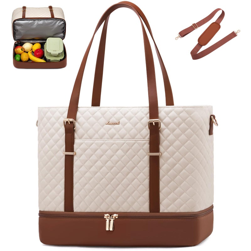 LOVEVOOK Lunch Tote Bag for Women, 15.6 Inch Laptop Work Bag With Lunch Compartment & Large Cup Holder, Lightweight Work Briefcase for Travel, Bussiness, Teacher - Image 1