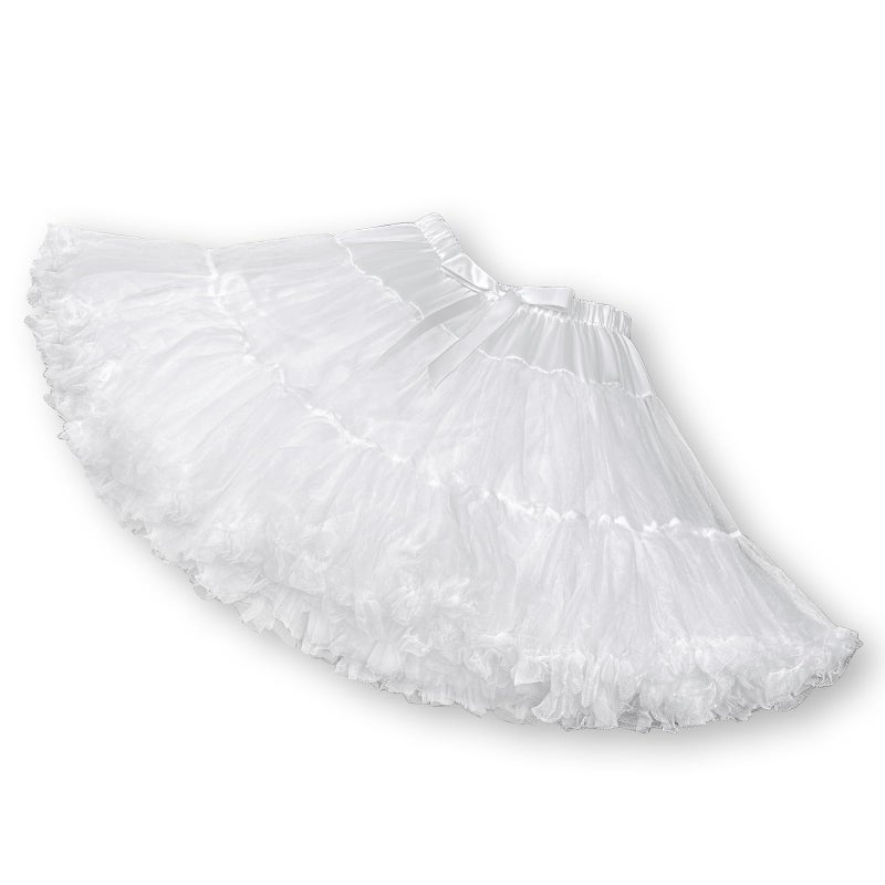 LJXploreMax Women's Tutu Elastic Waist Petticoat Tulle White Puffy Skirt Adult Princess Ballet Dance Pettiskirts Dress Party Multi-Layer Underskirt - Image 3