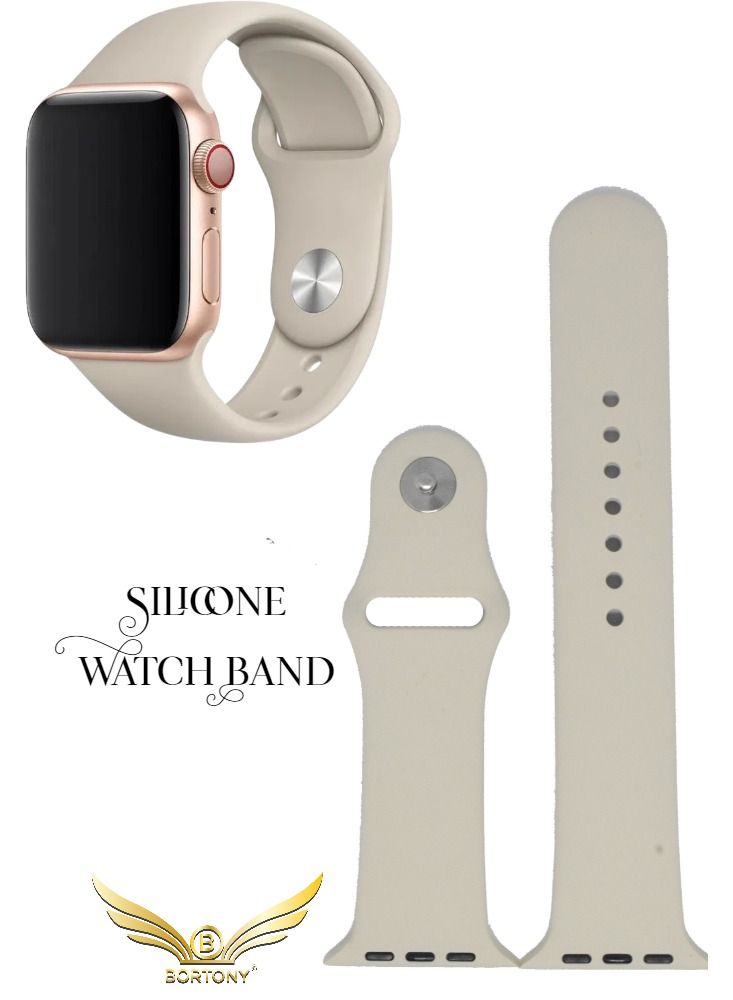 BORTONY Universal 42/44mm Silicone Replacement Watch Strap For Apple Series 7/6/5 - Image 1