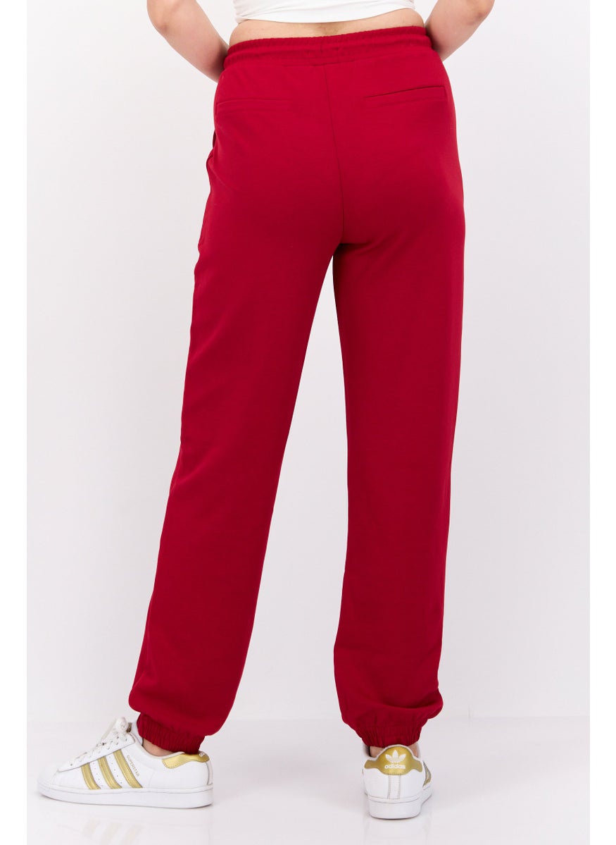 Scotch & Soda Women Regular Fit Solid Drawstring Jogger Pants, Red  - Image 4