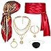 CICOCI Men Pirate Costume Accessories Set for Women Pirate Hat Head Scarf Sash Belt Dress Accessories Gold - Image 3