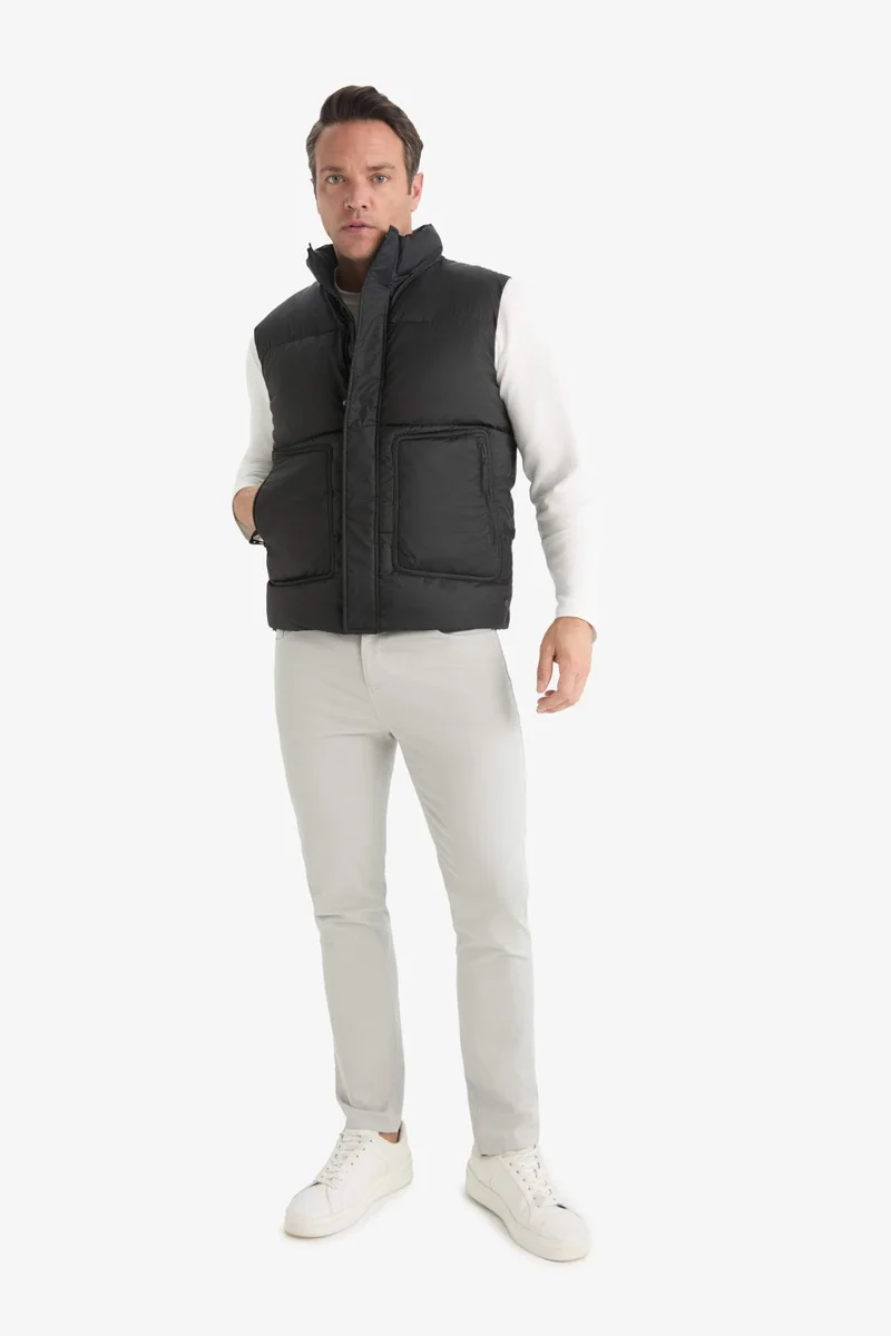 DeFacto Regular Fit Stand Collar Zippered Inside Pocket Waterproof Puffer Vest