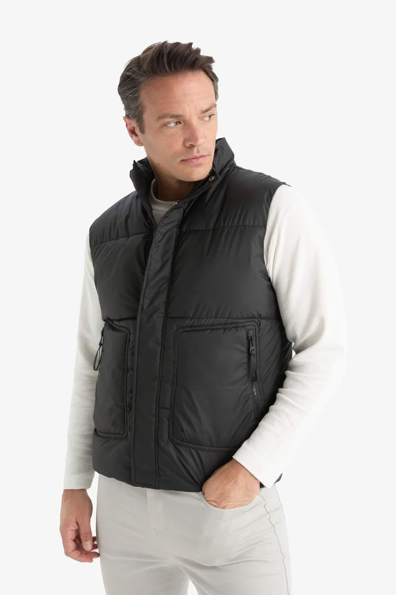 DeFacto Regular Fit Stand Collar Zippered Inside Pocket Waterproof Puffer Vest