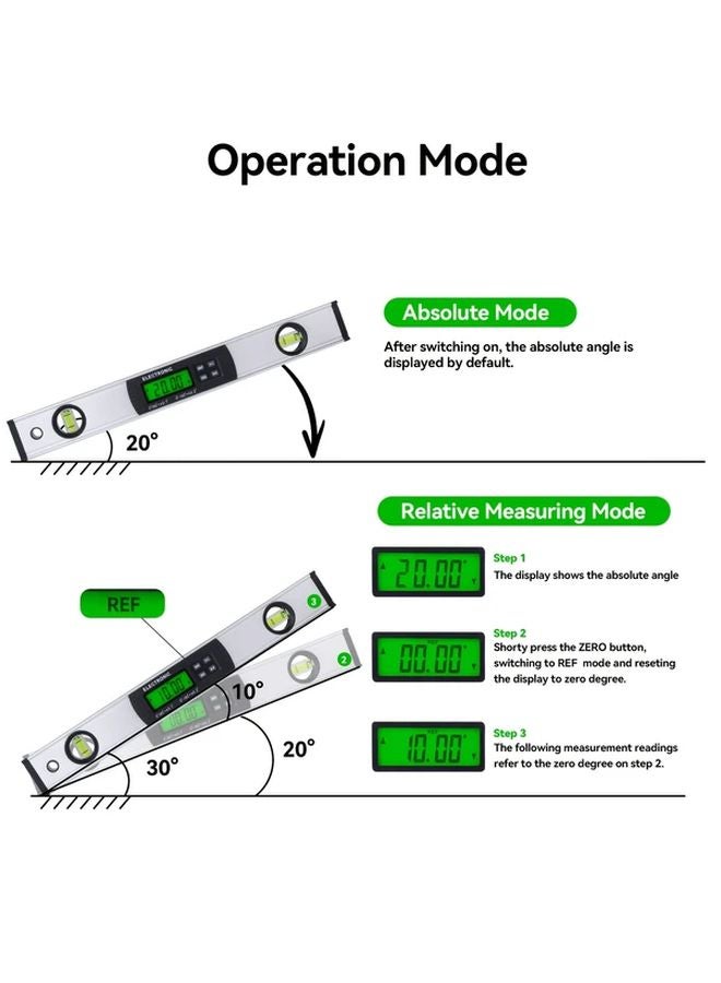 16 Inch Magnetic Spirit Level with LCD Backlight 400mm Angle Finder Protractor for DIY - Image 5
