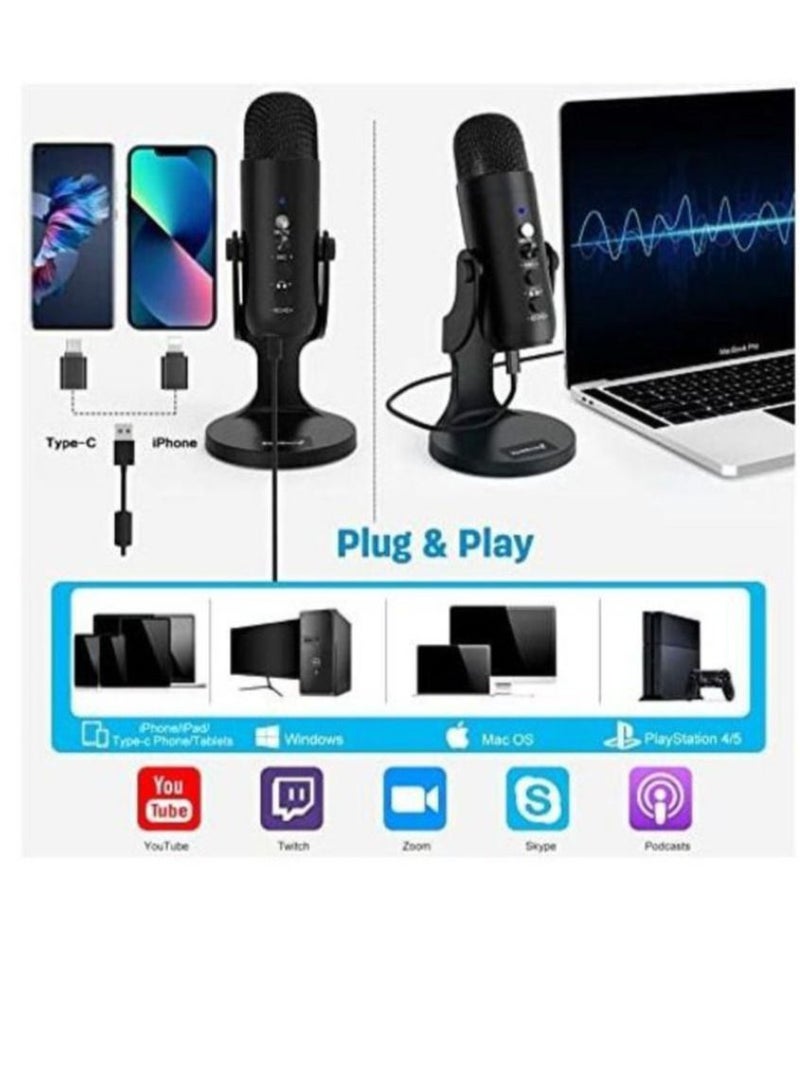 Jmary PW8 Professional Metal Voice Recording Usb Condenser Studio And Podcast Recording Gaming Microphones - Image 2