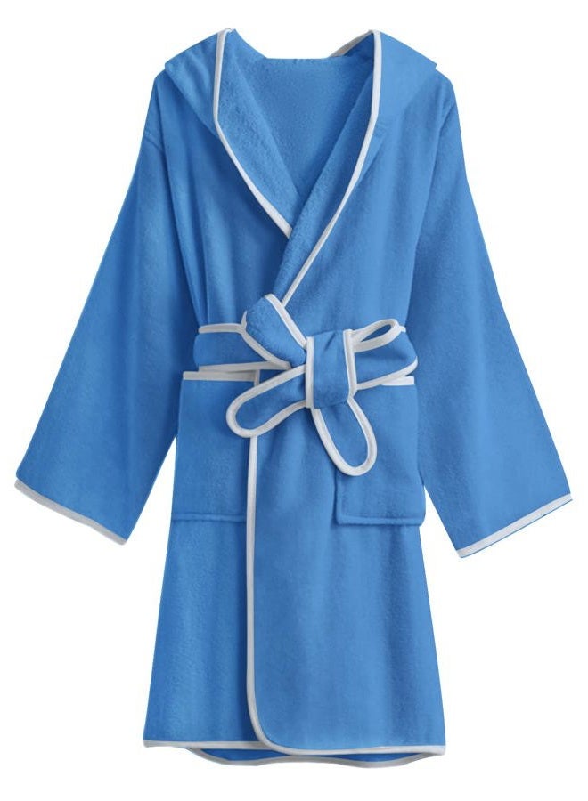 Umeyda Boys Girls Bathrobe Soft Towel Hooded Robe Kids Terry Cloth Cotton Robes, 2-12 Years, Dark Blue, 7-8 years - Image 1