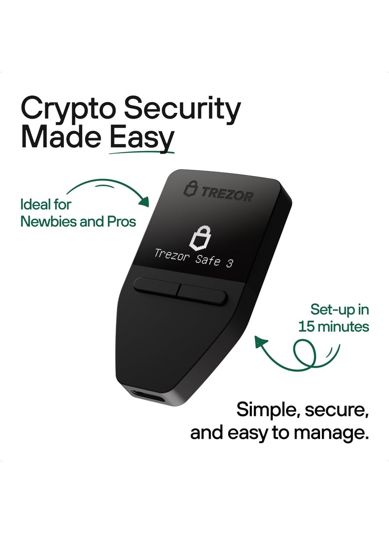 TREZOR Trezor Safe 3 - Passphrase & Secure Element Protected Crypto Hardware Wallet - Buy, Store, Manage Digital Assets Simply and Safely (Cosmic Black)  - Image 2
