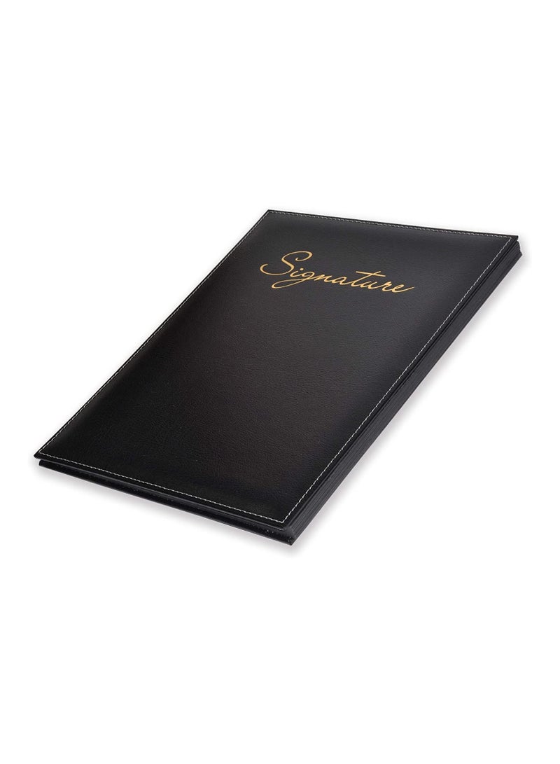 FIS Arabic Open Signature Book 10-Divisions Bonded Leather, Black - FSCL1-10BNABK - Image 1