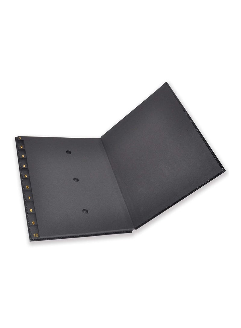 FIS Arabic Open Signature Book 10-Divisions Bonded Leather, Black - FSCL1-10BNABK - Image 2